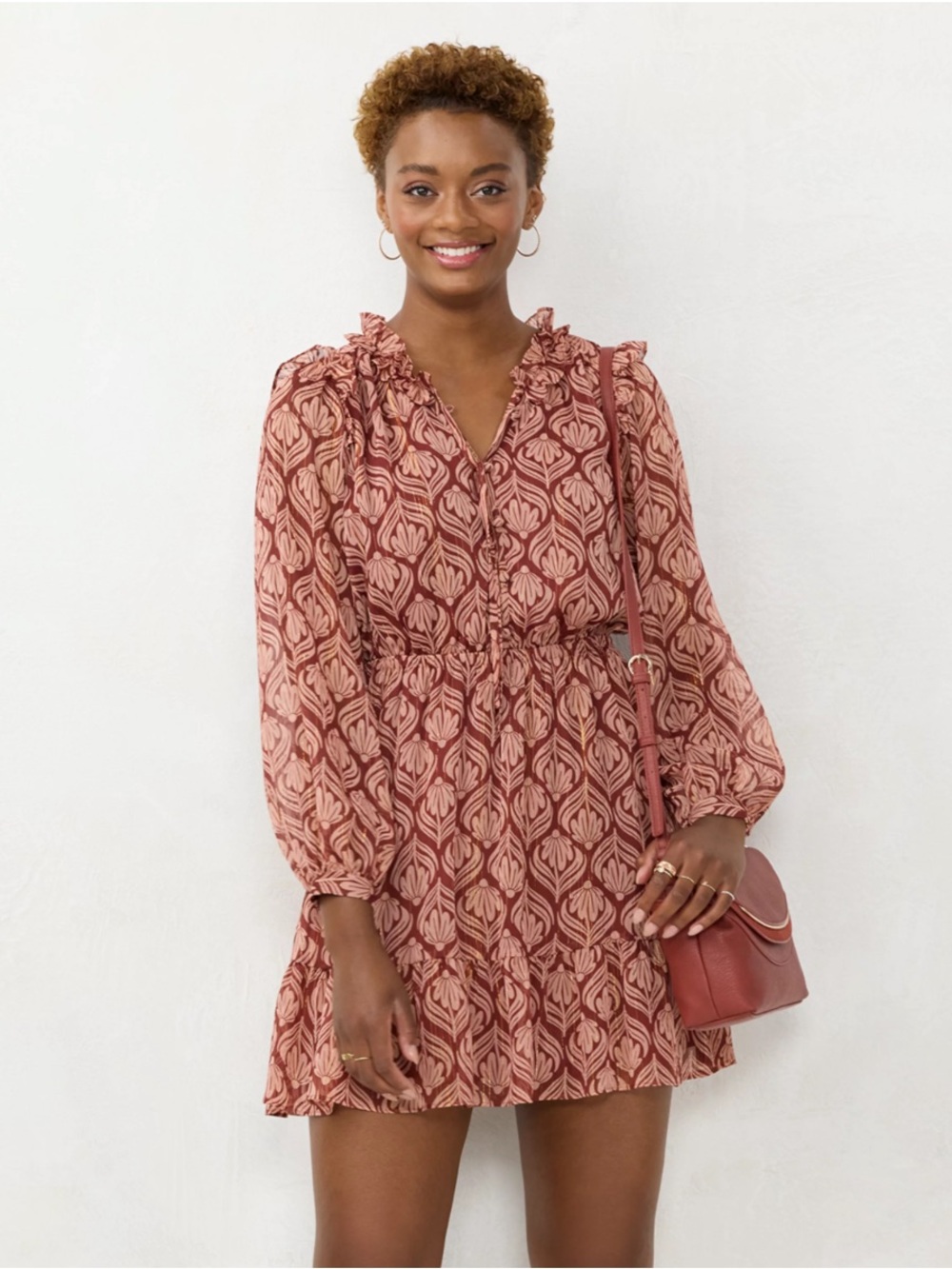 LC Lauren Conrad Ruffle Shirt Dress in Retro Daisy